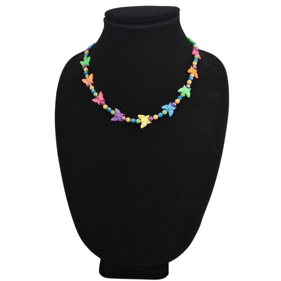 Vintage Jewelry - 10 for $10 Bright Rainbow Butterfly Bead Y2K Rave Choker Necklace